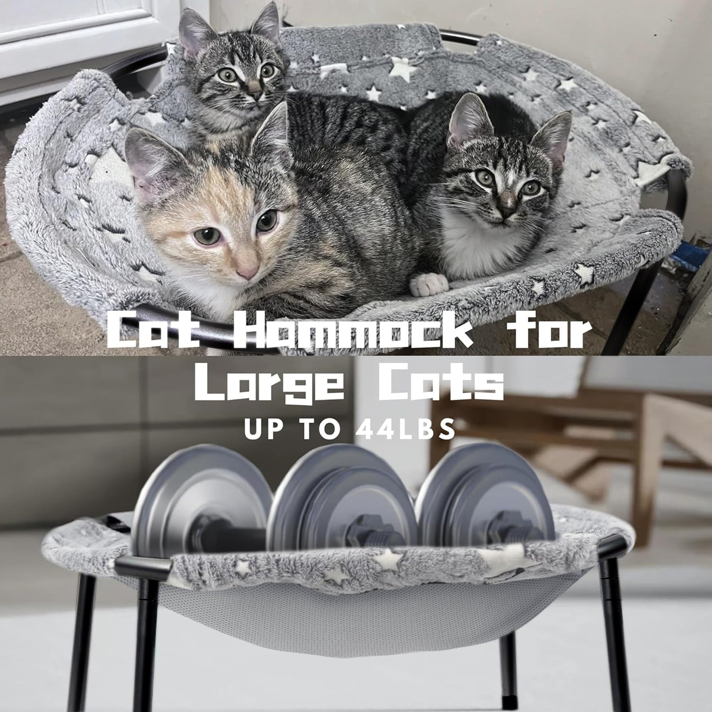 【Free-Standing Hammock Bed】POMESEA Soft Elevated Pet Hammock for Dogs & Cats, Glow in The Dark Raised Desk Bed for Sleeping Kitten,Desk Buddy