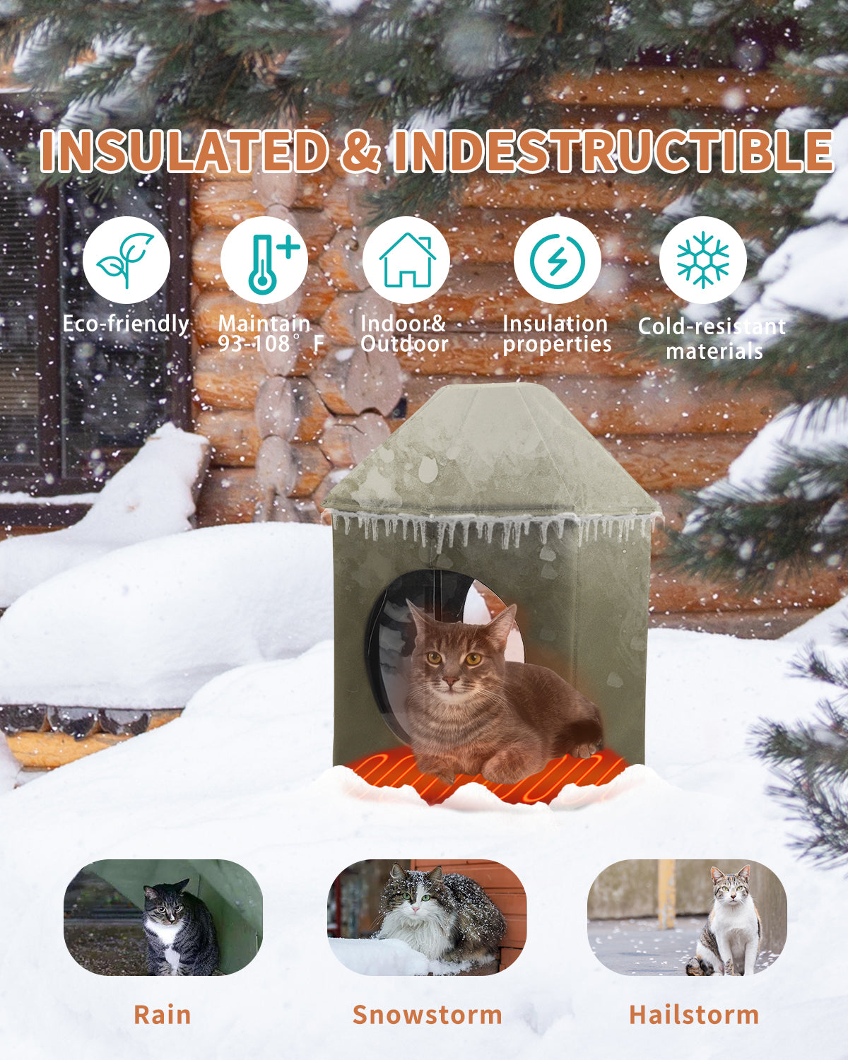 Heated cat House(Olive Green)