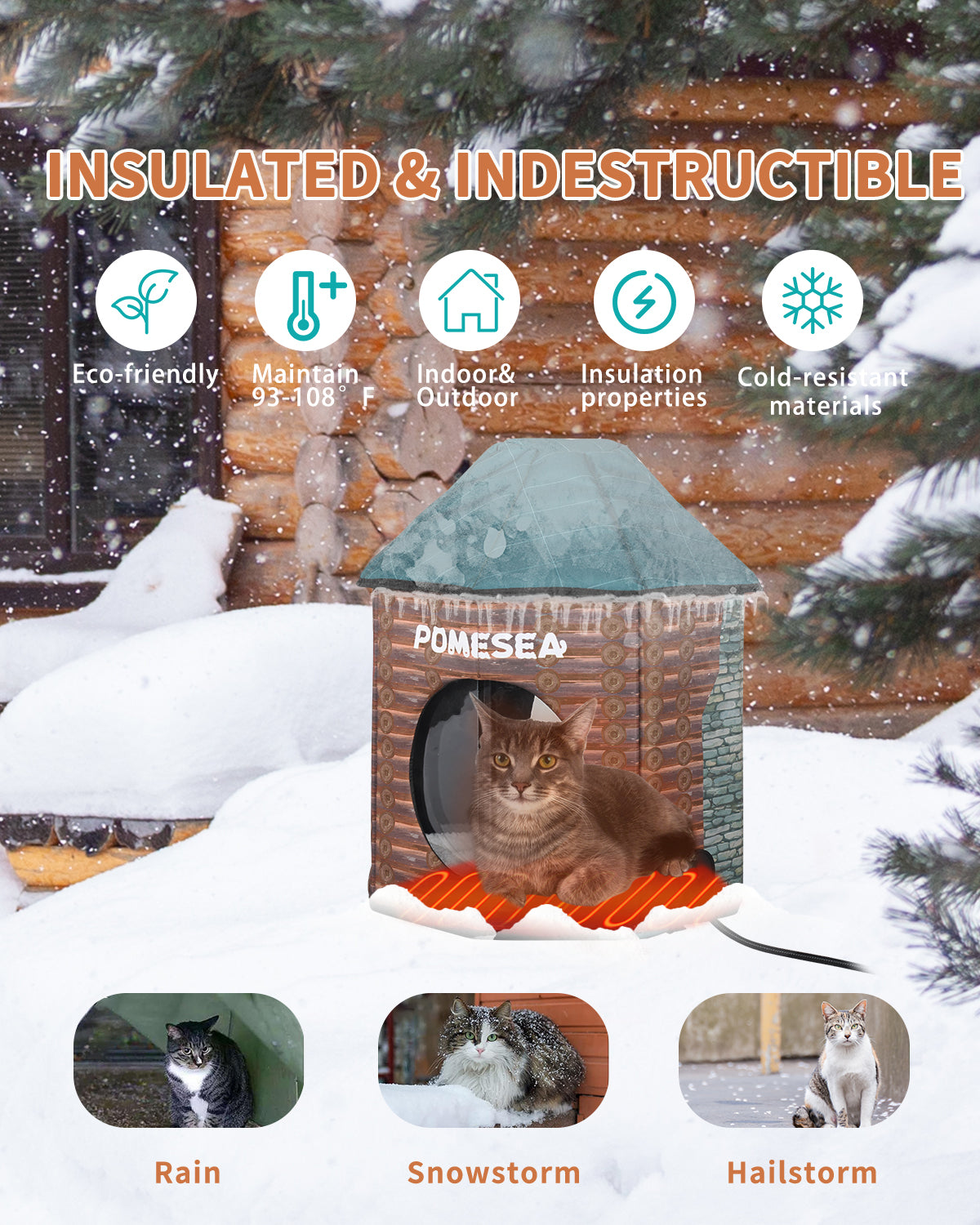 Heated Cat House(Log Cabin Design)
