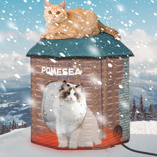 Heated Cat House（Log Cabin Design）