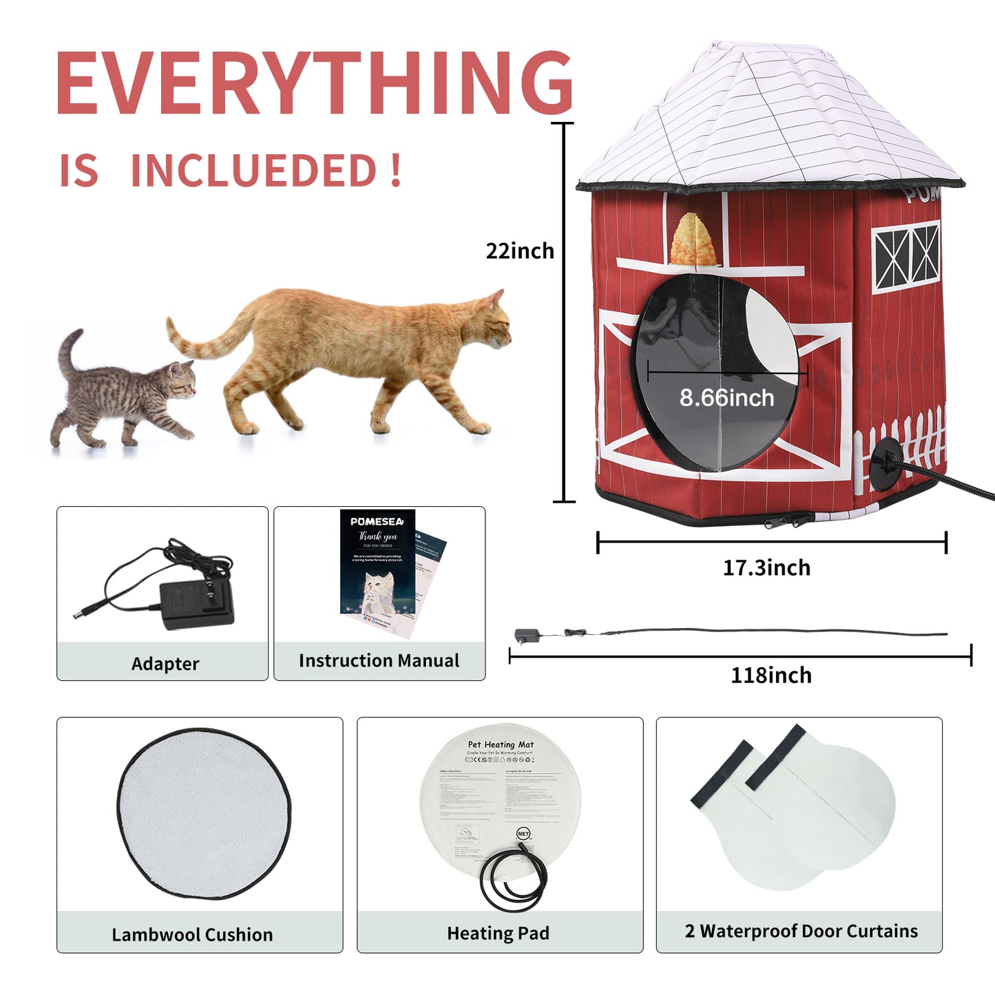 Heated cat Houses(Barn Design)