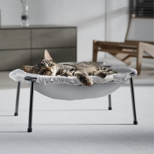 【Free-Standing Hammock Bed】POMESEA Soft Elevated Pet Hammock for Dogs & Cats, Glow in The Dark Raised Desk Bed for Sleeping Kitten,Desk Buddy