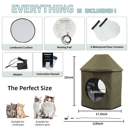 Heated cat House(Olive Green)