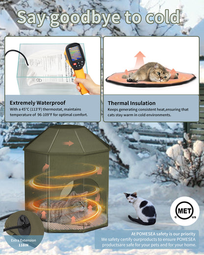 Heated cat House(Olive Green)
