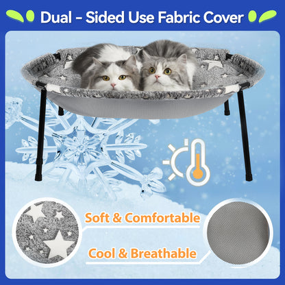 【Free-Standing Hammock Bed】POMESEA Soft Elevated Pet Hammock for Dogs & Cats, Glow in The Dark Raised Desk Bed for Sleeping Kitten,Desk Buddy