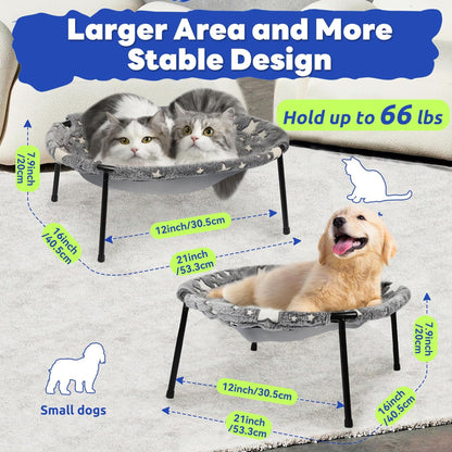 【Free-Standing Hammock Bed】POMESEA Soft Elevated Pet Hammock for Dogs & Cats, Glow in The Dark Raised Desk Bed for Sleeping Kitten,Desk Buddy