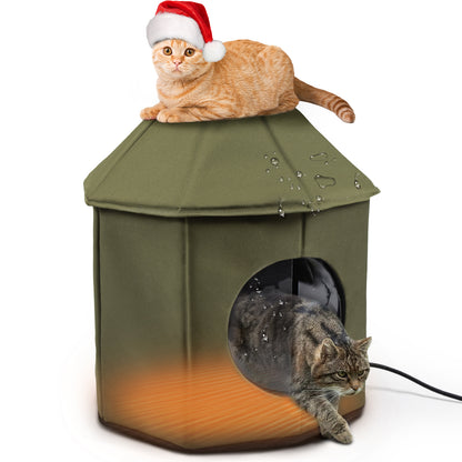 Heated cat House(Olive Green)