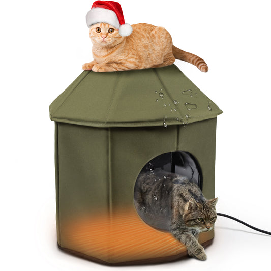 Heated cat House(Olive Green)