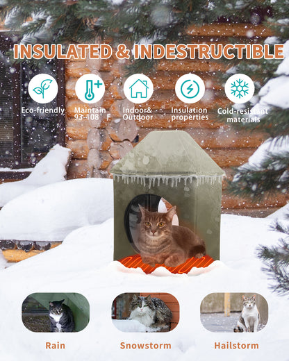 Heated cat House(Olive Green)
